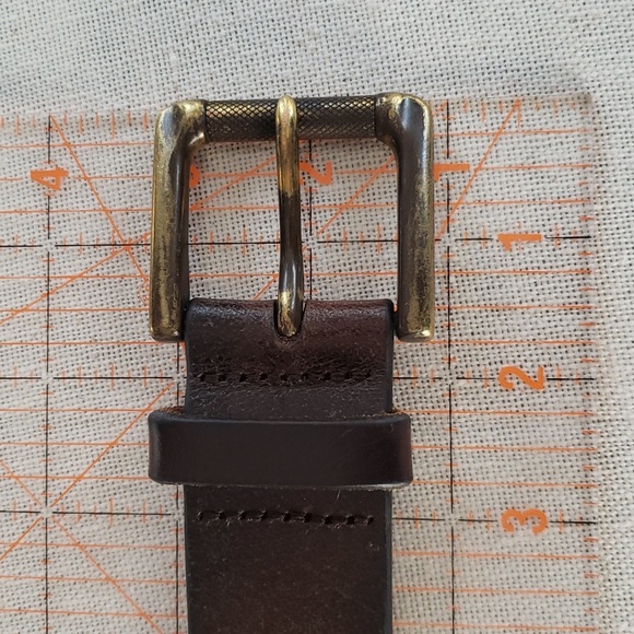 Banana Republic Belt Mens 30" Genuine Buffalo Leather Brown Brass Buckle - Picture 2 of 6